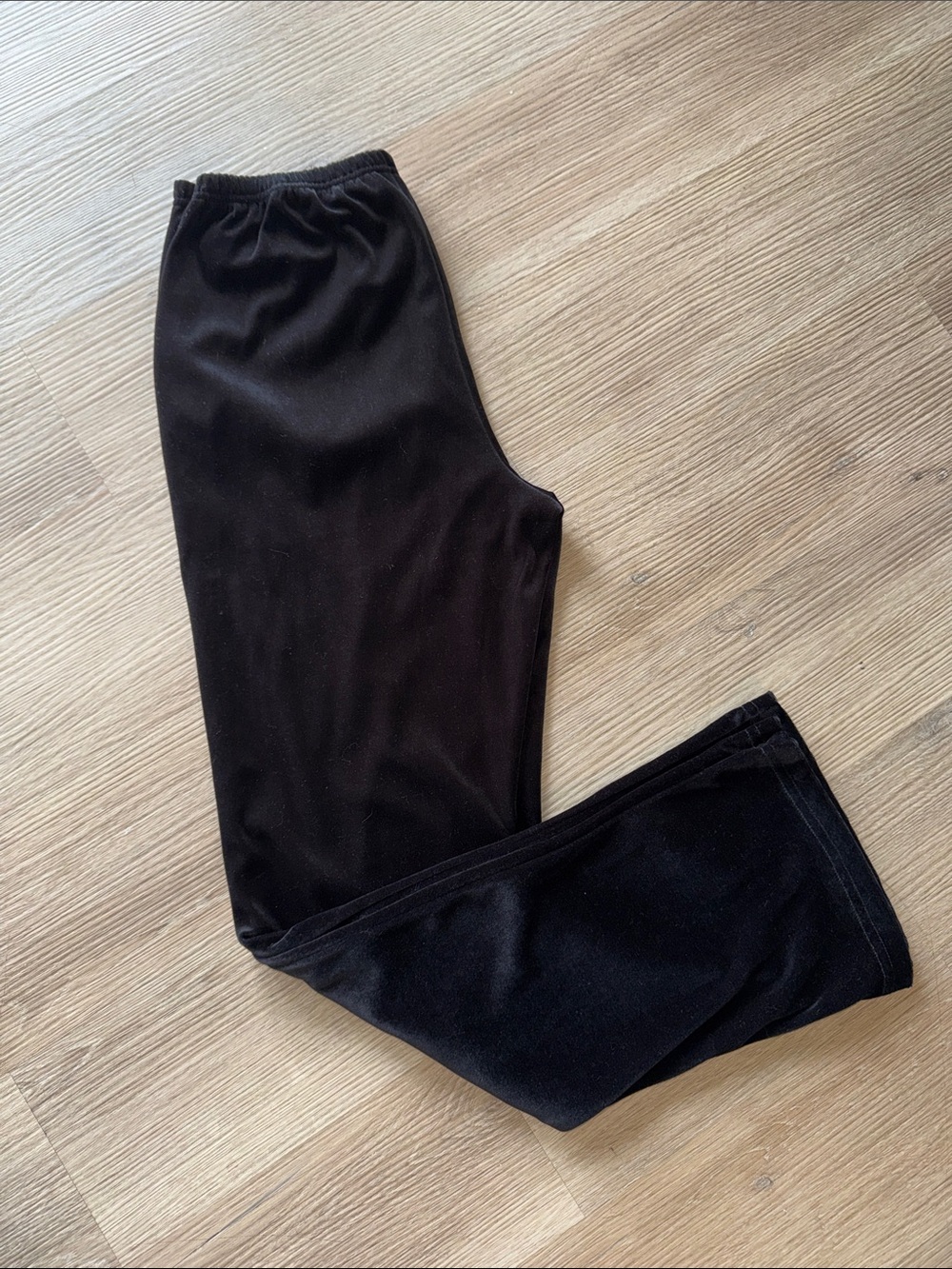 Black Velvet Velour Elastic Waistband Loungewear Pants